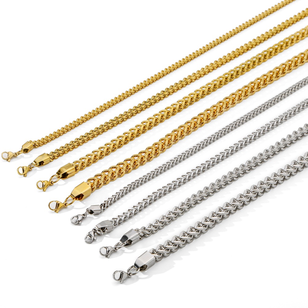 1 Piece Quantity Simple Style Classic Style Geometric 304 Stainless Steel Plating Unisex Necklace Men Chain Necklaces