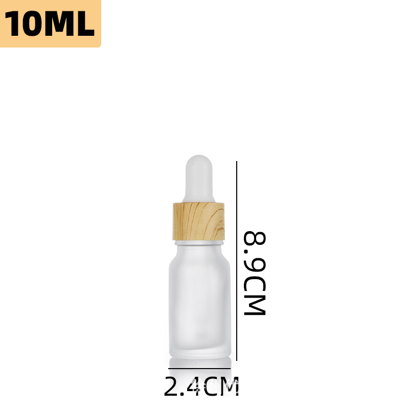 Botella de esencia a prueba de luz con tapa de imitación madera, botella de aceite esencial, botella cuentagotas de vidrio de 5-100 ml, botella para productos de cuidado de la piel, cosméticos