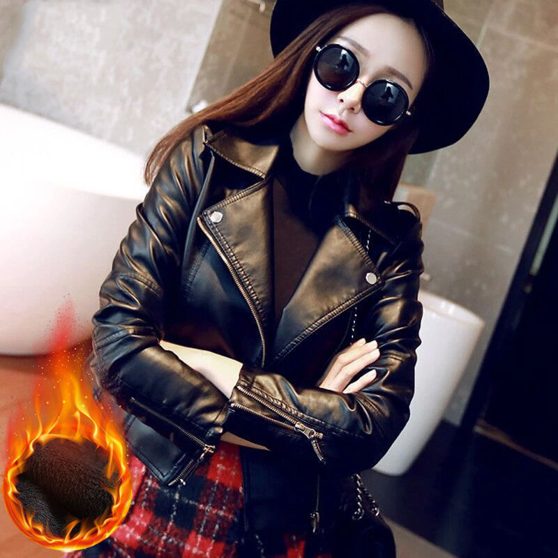 Spring leather clothing have cash less than that is registered in the accounts Korean Edition Self cultivation locomotive PU leather clothing Large coat