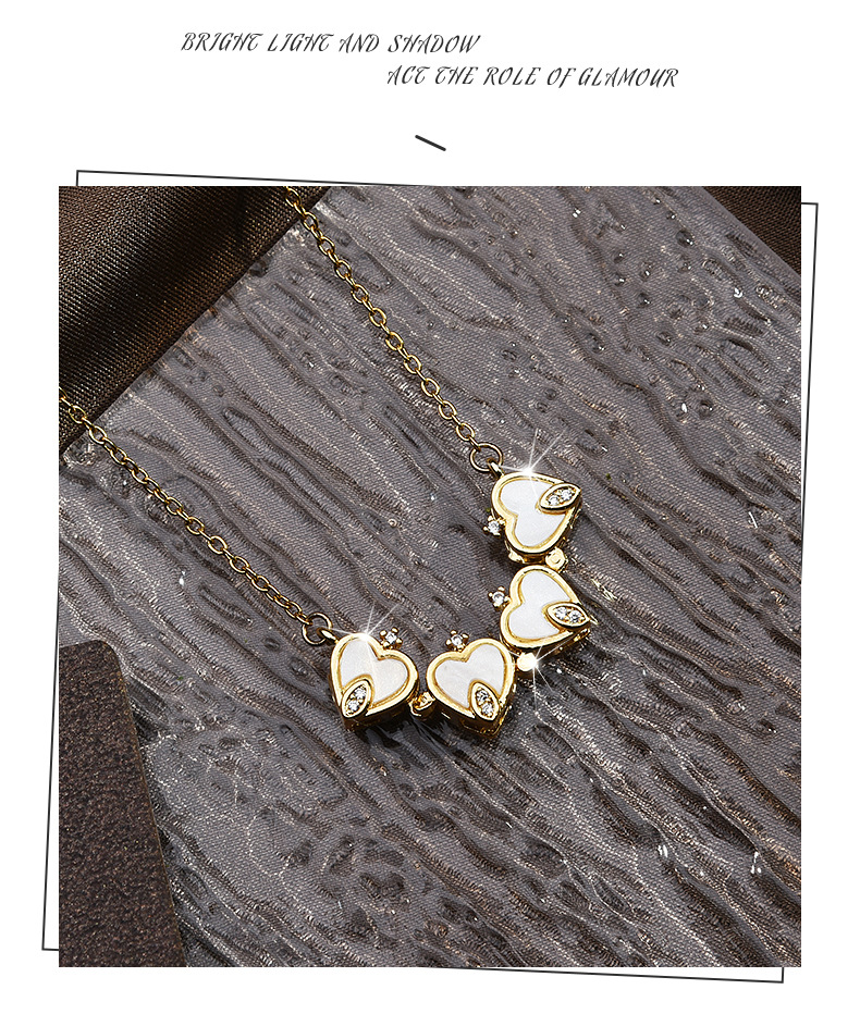 Simple Style Heart Shape Titanium Steel Patchwork Rhinestones Necklace 1 Piece