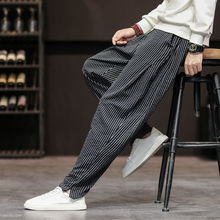 瑞三少男士春夏新款四季加宽松哈伦裤潮流休闲条纹卫裤束脚运动裤