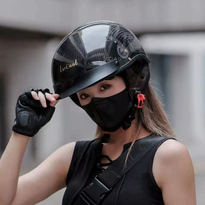 3C Certified Half Helmet for Men, Carbon Fiber Motorcycle Helmet for Women, Summer Electric Scooter Helmet, Scooter Riding Helmet