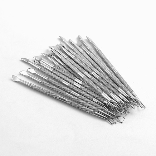 Stainless steel mirror polished double-ended steel pusher, manicure cuticle pusher, manicure tool, nail polisher, nail polisher set, cuticle pusher