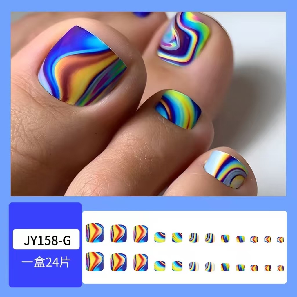 24 piezas en caja, gradiente de arcoíris, parche de uñas de chicas calientes, producto terminado, venta caliente transfronteriza, uñas portátiles image 8