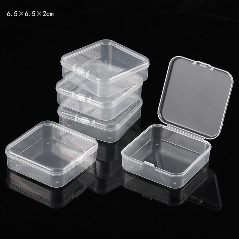 Cuadrado transparente caja de almacenamiento de plástico PP caja de embalaje joyas accesorios de hardware partes tapones para los oídos caja pequeña caja de elemento