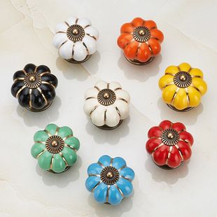 European -style rural single -hole ceramic cabinet shoe cabinet handle color children pumpkin pull hand cute cartoon cross -border