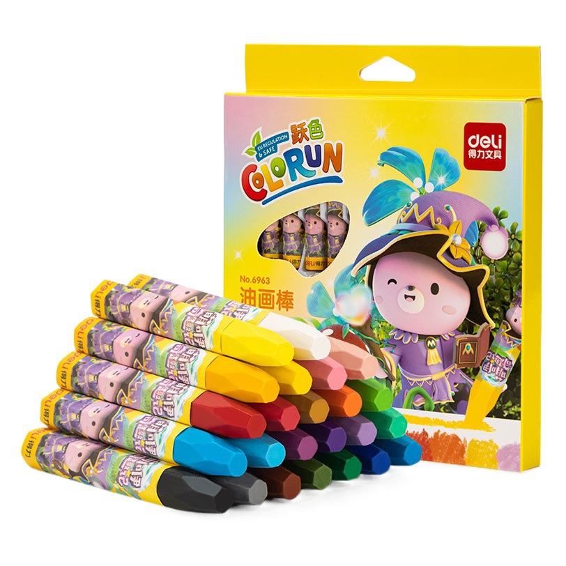 Deli oil painting stick children suit safe non-toxic crayons non-dirty hands kindergarten special 36 color boxed water-soluble
