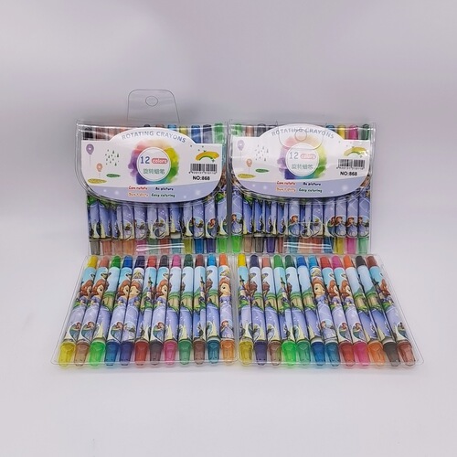 Cartoon Pikachu rotating crayon 12-color primary school student painting crayon does not dirty hands 12-color rotating crayon oil paint brush