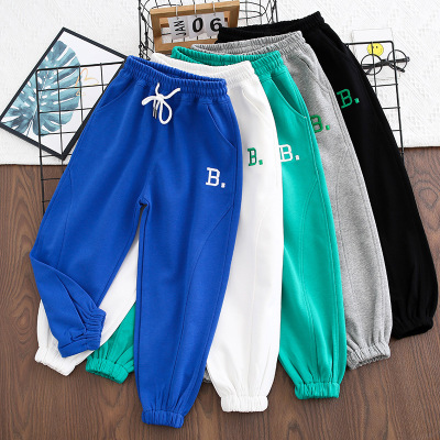 machining customized spring clothes girl motion trousers Klein new pattern leisure time Large children sweatpants Exorcism trousers