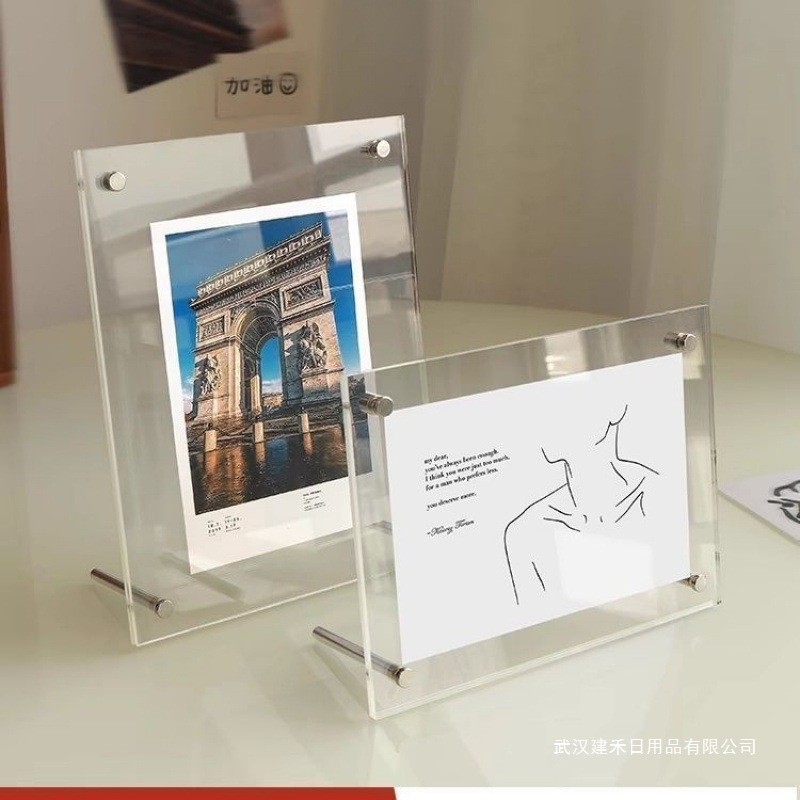 Acrylic Photo Frame Display Stand Transparent Crystal Wall-Mounted Postcard Desktop Photo Poster Frame Wholesale