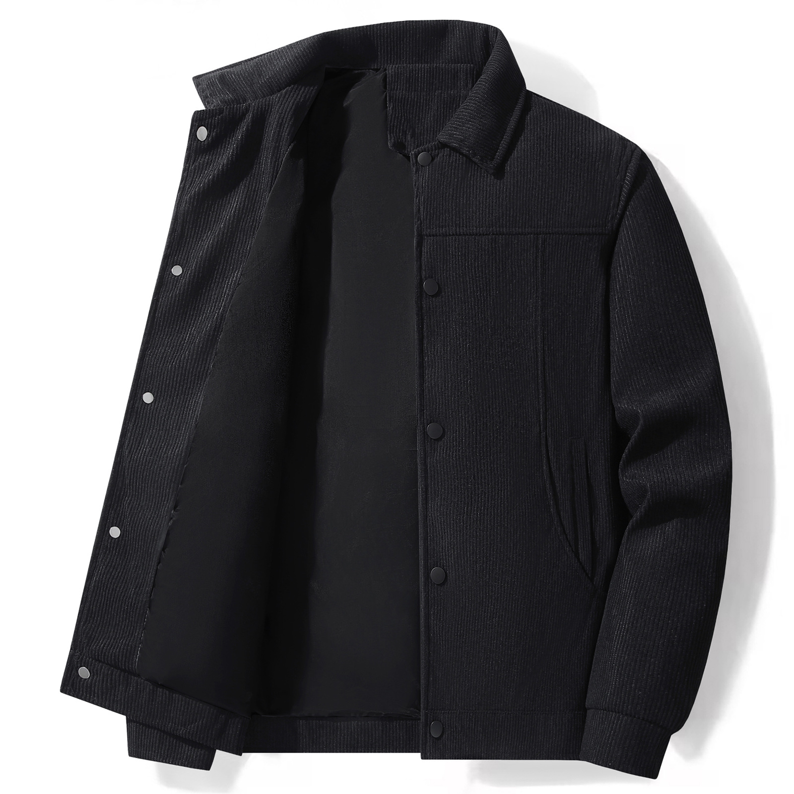 Herren-Cordjacke mit Revers – Leichter Frühlings-/Herbstmantel (Off-White/Schwarz/Khaki/Armygrün, M-5XL)_voghion.com