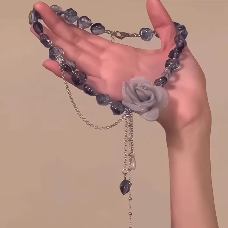 Blue flower necklace