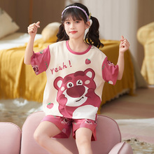 卡通儿童睡衣女童夏季薄款空调家居服女孩2024新款短袖套装夏款
