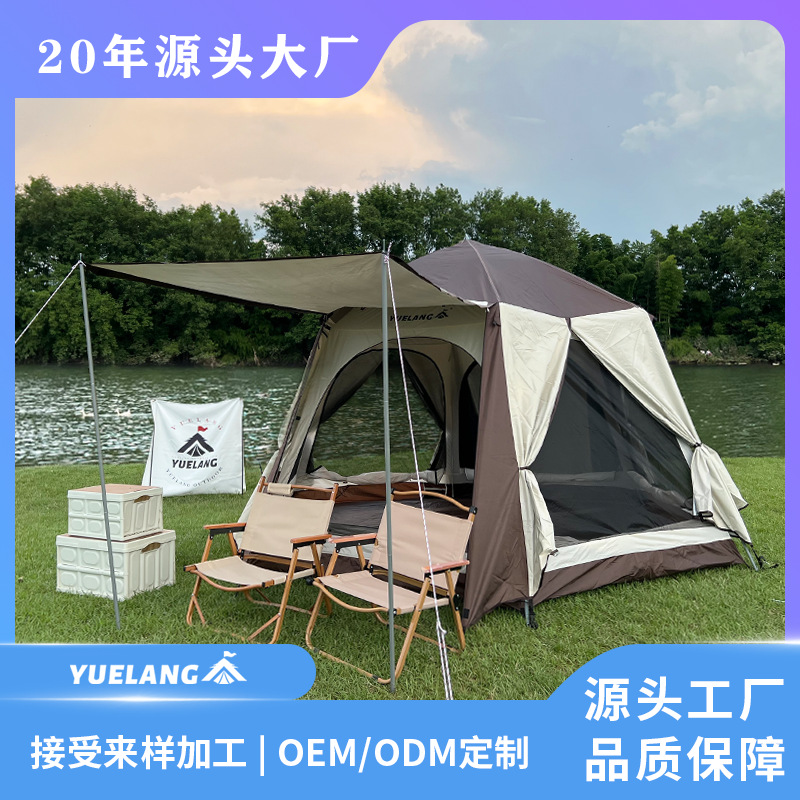 완전 자동 빠른 설치 야외 텐트 가족 다인용 캠핑 설치 불필요 차양 및 자외선 차단 이중층 대형 텐트 공원용