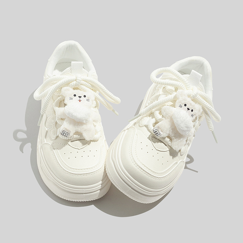 2026 Spring New Style White Sneakers, Fashionable and Versatile Casual Women's Shoes, Cute and Stylish Low-Top Thick-Soled Sneakers