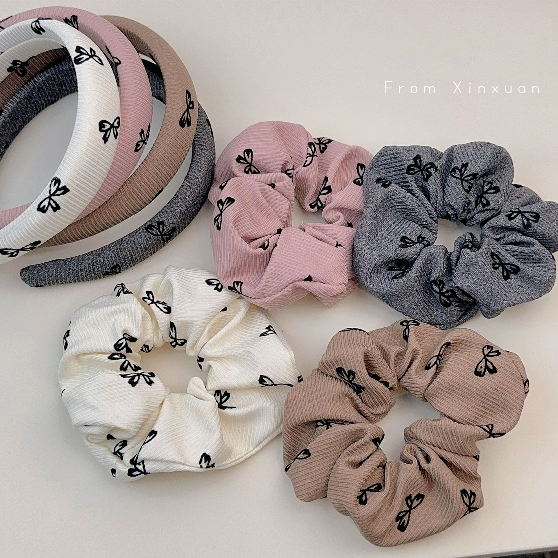 Fascia per capelli con fiocco in twill dolce in stile coreano, fascia per capelli con teschio alto, versatile, di alta qualità, per coda di cavallo, intestino crasso, nuovo stile_voghion.com