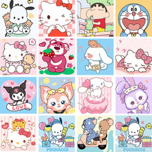 数字油画原神蜡笔小新三丽鸥草莓熊数码宝贝海绵宝宝diy填色油画