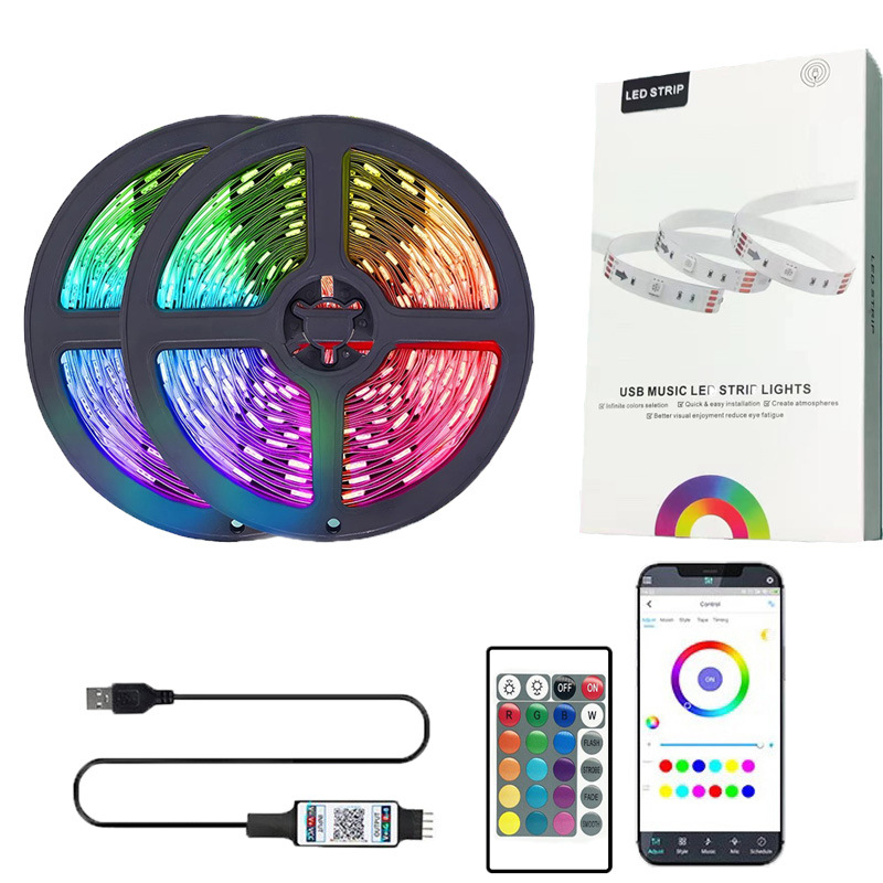 Nueva tira de luz LED transfronteriza 5V USB Bluetooth 5050 2835 RGB color mágico traje de luz de tira