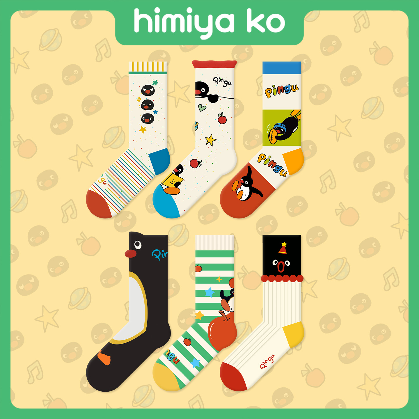 Autumn and Winter Shaped Rakou Cartoon Mid-tube Socks Women's Fashion Trend Letter New Penguin Illustration Cute Cotton Socks for Men