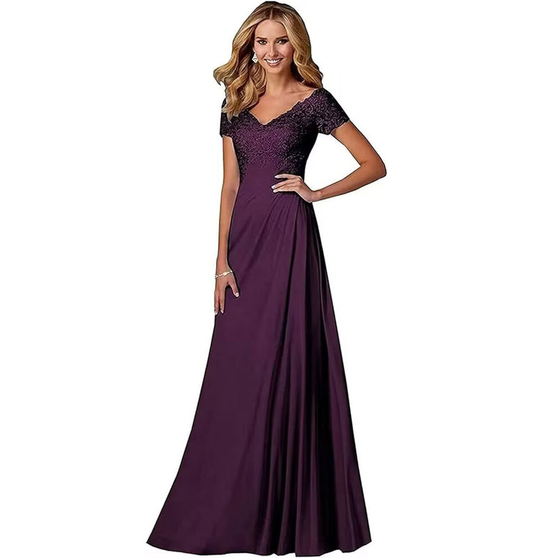 Amazon AliExpress European and American Foreign Trade Chiffon Lace Elegant Long Multi-color Dresses for Prom Moms Amazon AliExpress European and American Foreign Trade Chiffon Lace Elegant Long Multi-color Dresses for Prom Moms
