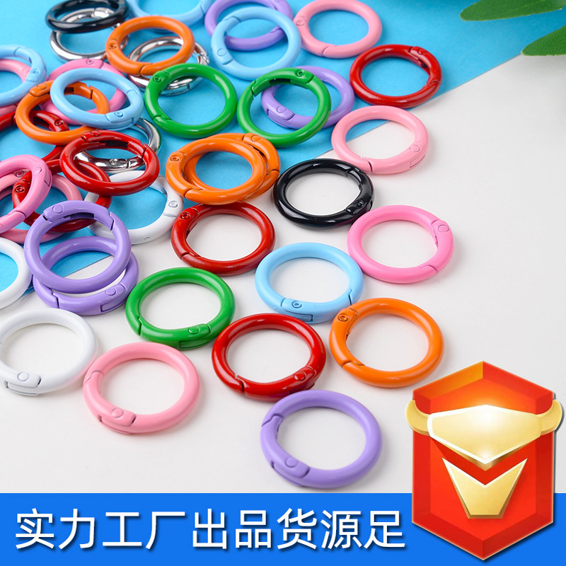 Color paint spring buckle 23mm metal open spring ring key ring round card ring Book Ring key chain accessories