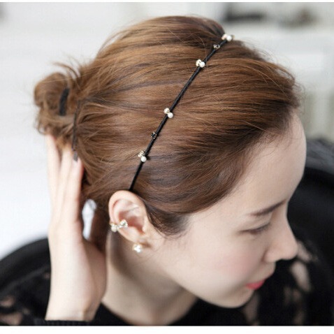 Exquisita diadema hecha a mano estilo coreano simple diamante incrustado diadema fina tocado hecho a mano accesorios para el cabello fabricante