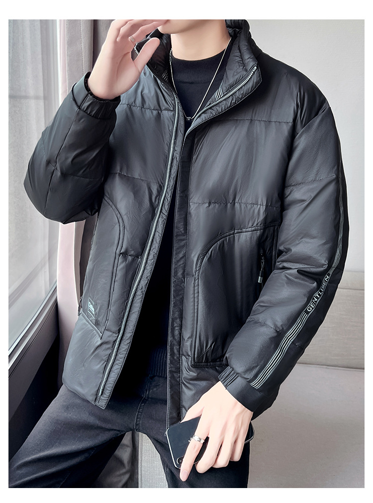 Men's Clothing white duck cotton winter men's cotton jacket men's short thick warm fashion stand collar jacket men_voghion.com