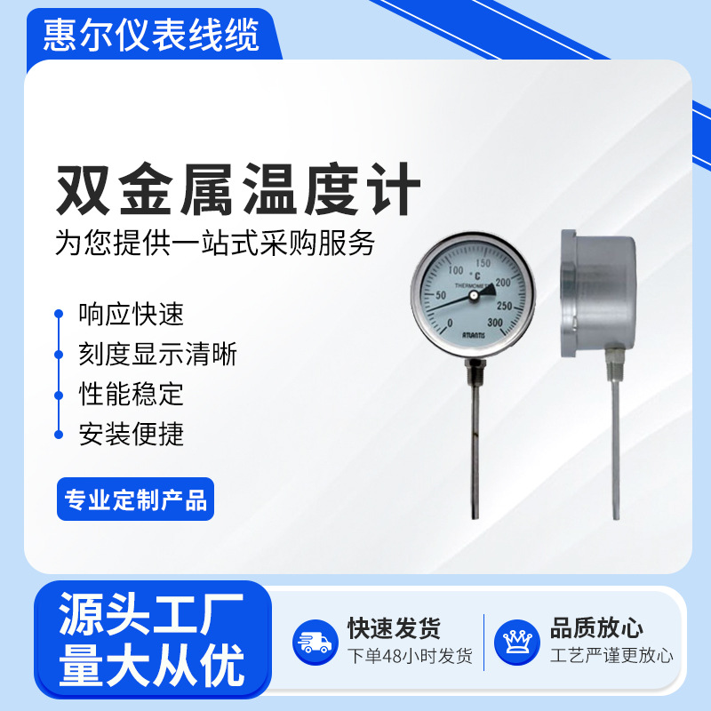 厂家直供轴向型/径向型/135º双金属温度计 工业不锈钢WSS温度计