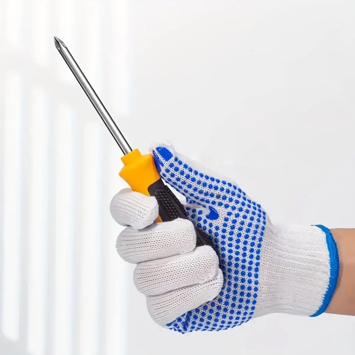 650g de hilo de algodón blanqueado, pegamento para cuentas, PVC, seguro laboral resistente al desgaste, trabajo de los trabajadores de la construcción, lote de stock de guantes generales