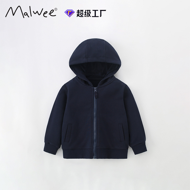 Malwee transfronterizo chaqueta de niño otoño y invierno nueva camiseta con cremallera con capuz Europa y América niños de manga larga suéter casual