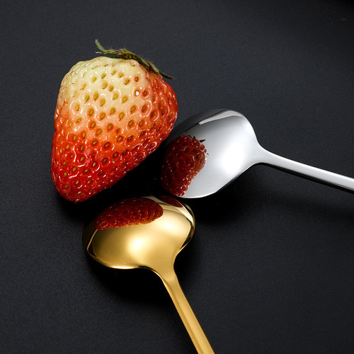 410 stainless steel spoon ins style simple commercial coffee spoon golden small round spoon cute dessert spoon tableware gift
