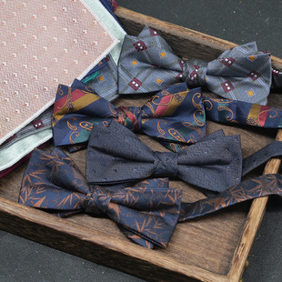Double-Layer Men's Bow Tie Business Formal Polyester Green Groom Wedding Best Man Gift Accessories Casual Ready-Made Bow Tie