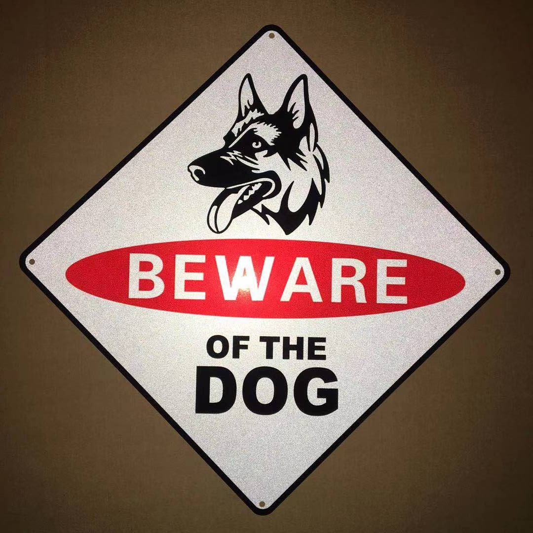 供应当心恶犬小心有狗外贸反光英文标牌警示牌 可按要求做