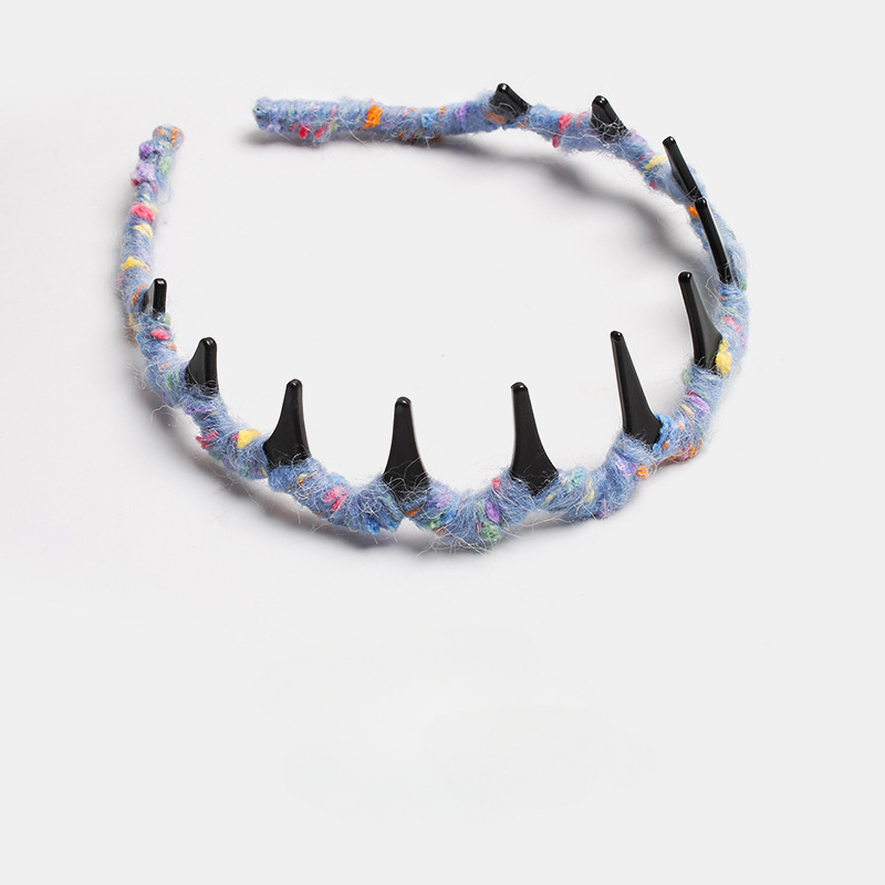 2025 nuevo otoño y invierno de lana de color enredado banda antideslizante dientes de cabeza alta cabeza de lavado de cara de cabello clips de pelo