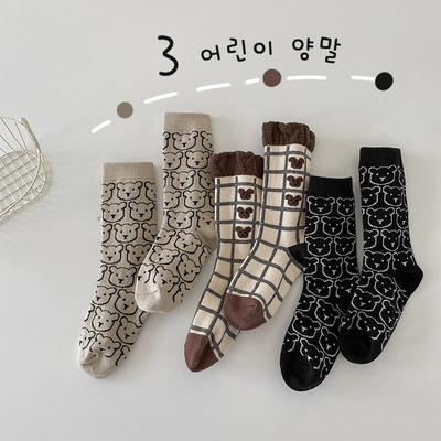 children Socks Autumn and winter Cartoon Bear girl Socks spring and autumn Tongwa baby Socks children Medium hose