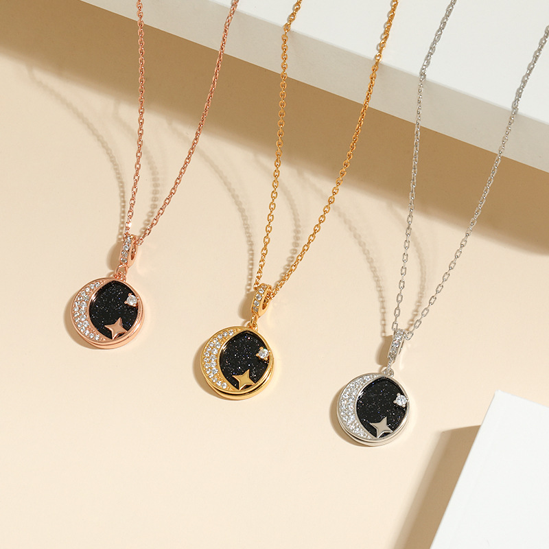 s925纯银星空项链女韩版欧美小众设计感锁骨链ins风轻奢贝母吊坠