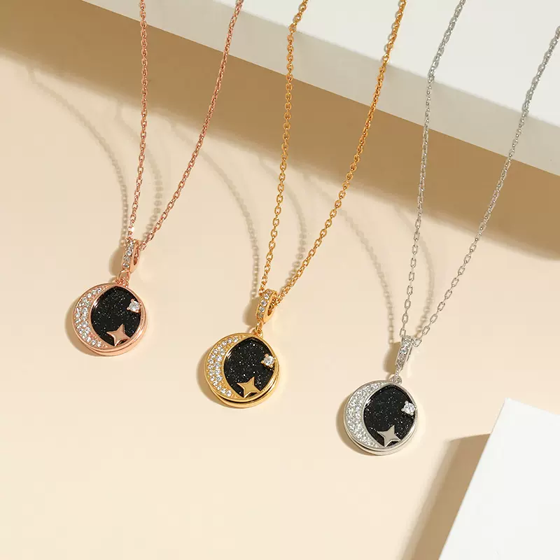 s925纯银星空项链女韩版欧美小众设计感锁骨链ins风轻奢贝母吊坠