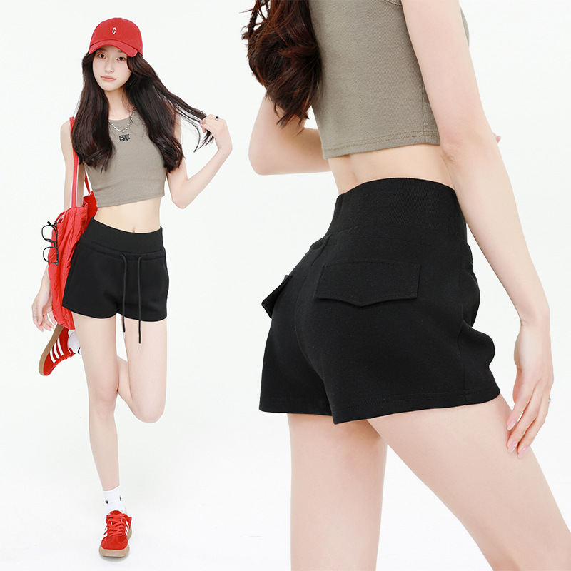 Drawstring Sports Shorts Women's Summer High Waist Straight Slim Wide Leg Pants Small Hot Girl A- Line Casual Hot Pants
