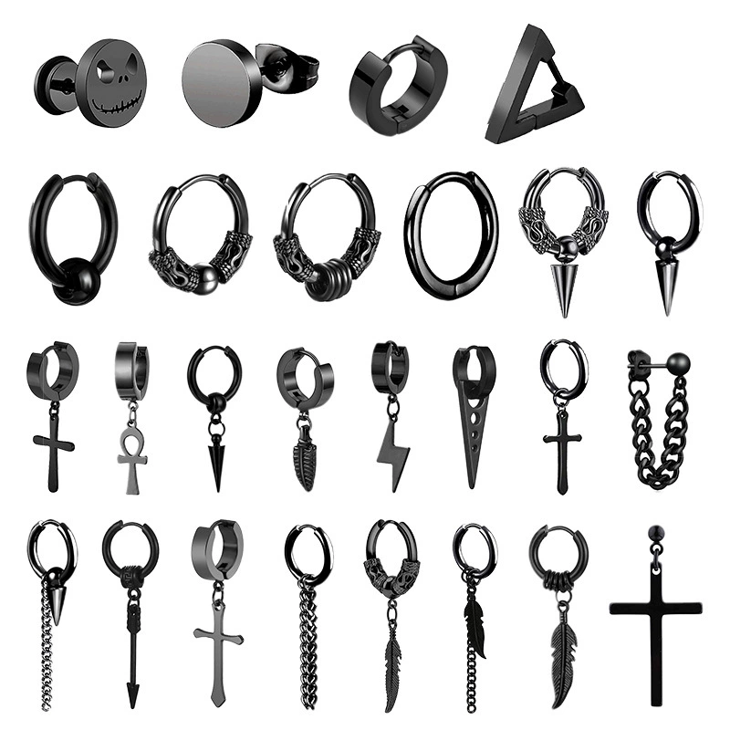 Чёрные серёжки из нержавеющей стали, цепь, подвеска, Aliexpress