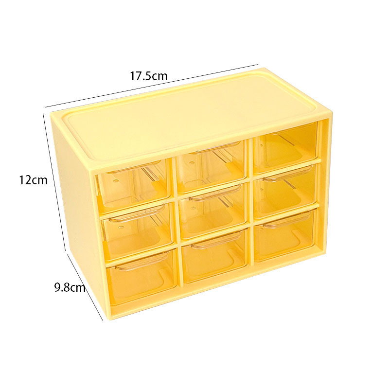 Caja de almacenamiento de nueve compartimentos, estilo cajón, apilable, organizador de almacenamiento compartimentado, caja de almacenamiento de escritorio para dormitorio, papelería, almacenamiento de granos.