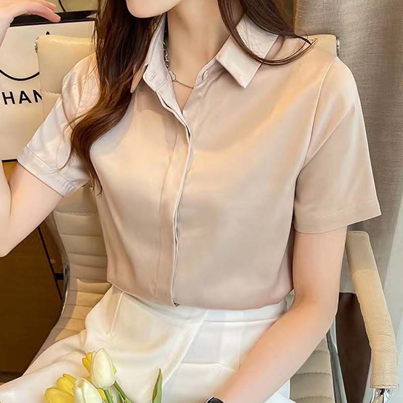 杭州のシルクのシャツの女性の長袖の春秋服の新型の绢糸の上着の白い職業は底のシャツの女性を詰めます。|undefined