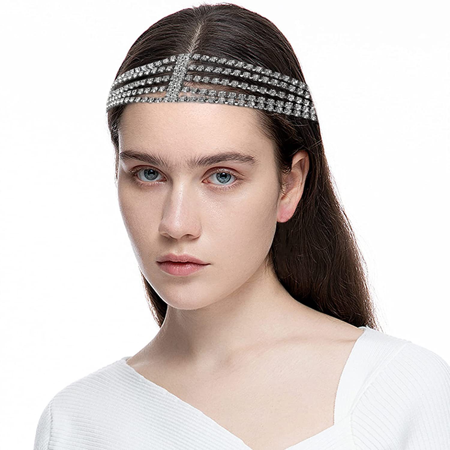 2023 transfronteriza nupcial rhinestone banda para el cabello banda elástica cadena decoración tocado moda de las mujeres personalizado elástico accesorios para el cabello