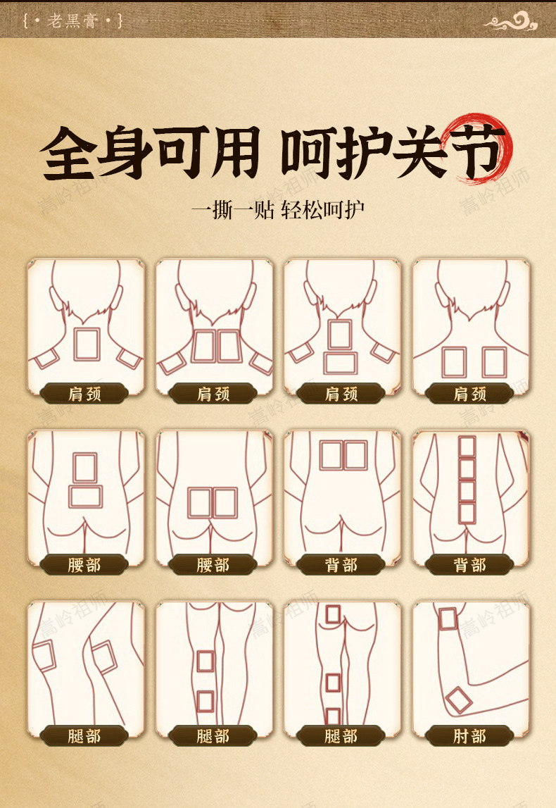 Lao Hei Gao Herbal Plaster Patches for Neck Knee and Body 5 Patches Per Box details