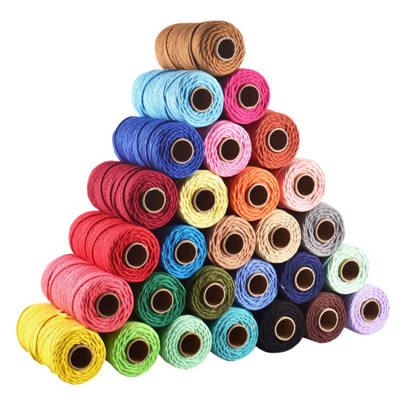 Прямые поставки с фабрики цветная хлопковая веревка 3, 4 мм материал ручной работы Тканый гобелен декоративная веревка