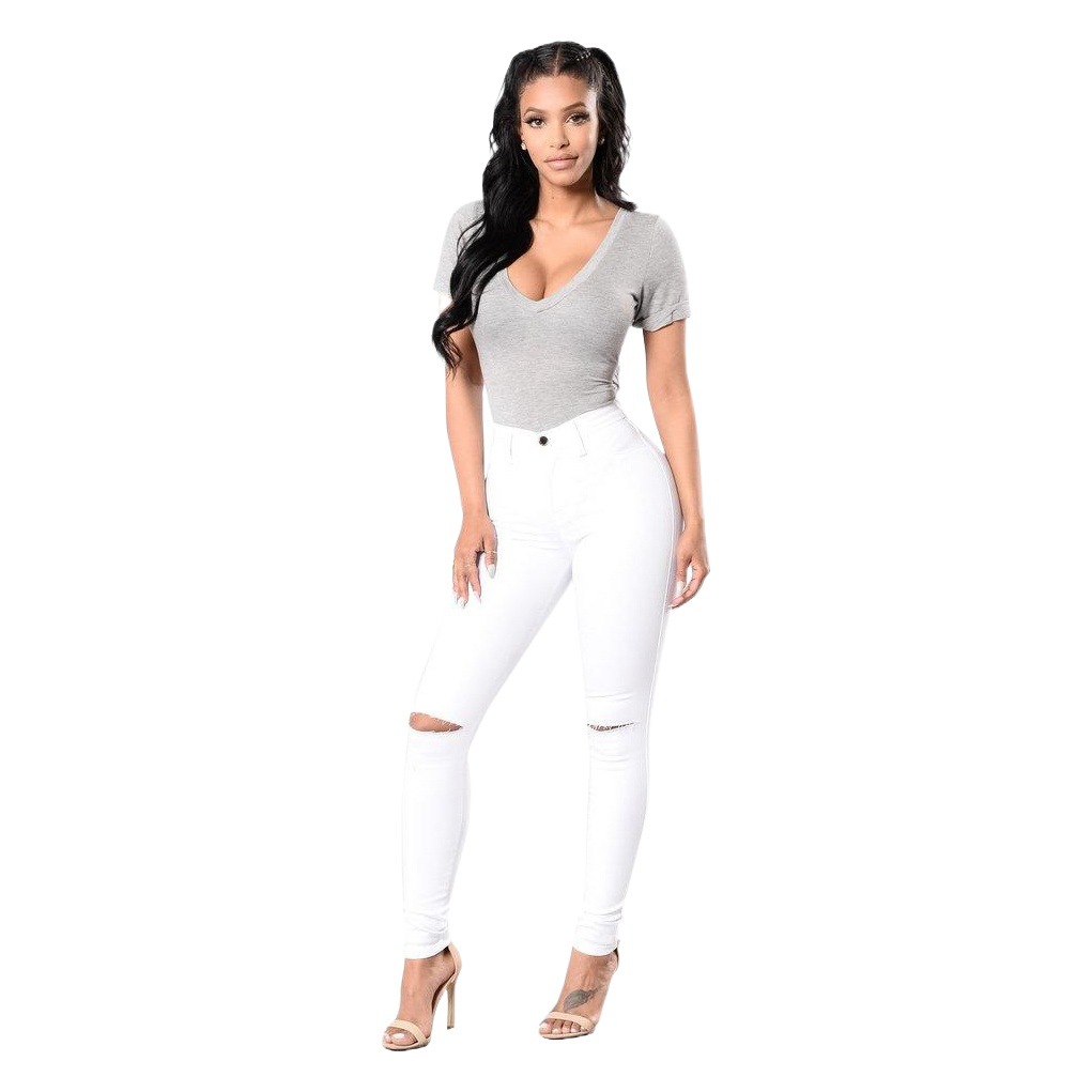 2023 transfronteriza europea y americana buena tela pantalones pitillo Amazon eBay AliExpress nuevas mujeres denim en stock venta al por mayor