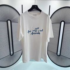 【D家正確版スポット】25新型310g洗水破穴プリントtシャツ男女同項ゆるい半袖