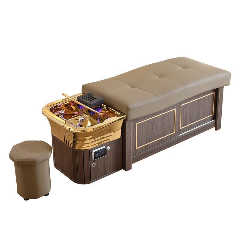 Cama de lavado de cabello, cama de tratamiento de cabello tailandés, salón de belleza especial con calentador de agua, fumigación de circulación de agua, masaje, cama de reclinación completa