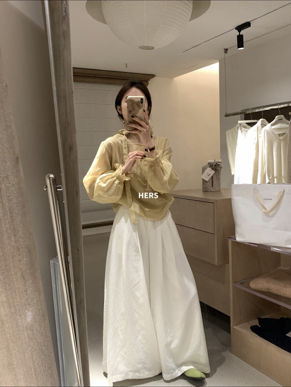 Quần culottes nữ ống rộng cạp cao thun lưng dáng suông phong cách Nhật — Thẻ hồng, màu trắng chi tiết 18