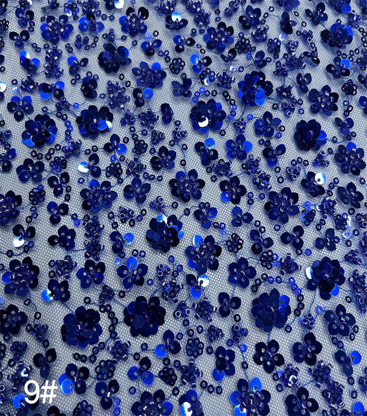 Inventario de flores de ciruela de malla de cuentas bordadas de tubería vestido de boda vestido de moda espectáculo de ropa infantil vestido de tela