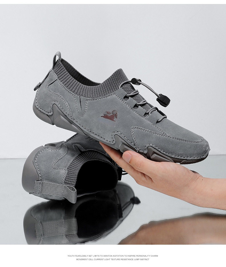 Giày Martin nam cổ thấp da heo, đế cao su may, phong cách năng động — G87139 Kaki, G87139 màu xám, G87139 đen chi tiết 34